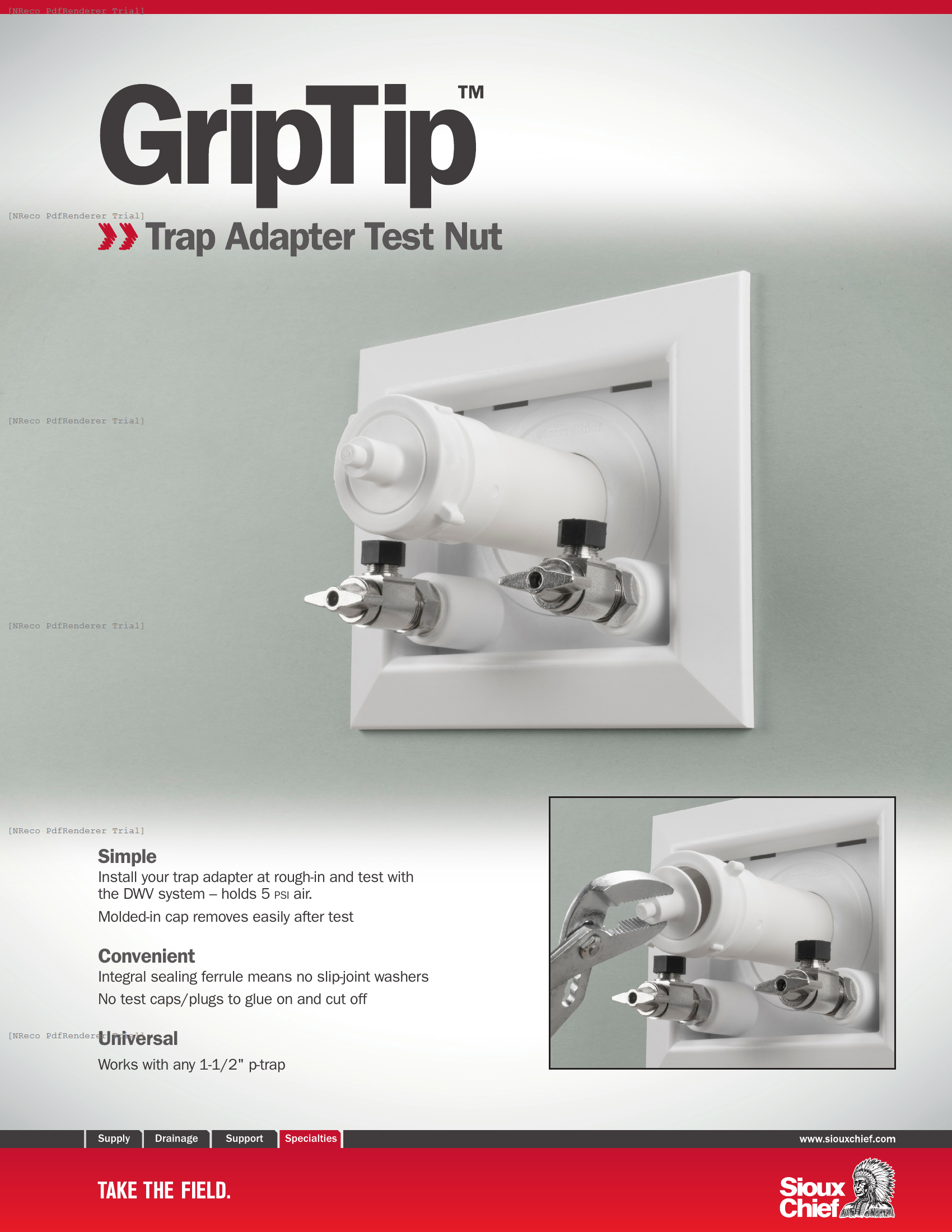GRIPTIP - TRAP ADAPTER TEST NUT - BROCHURE.PDF Brochure Document